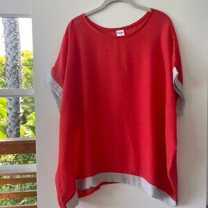 Wahine Creationz Boxy Crewneck Short-Sleeve Tunic Top in‎ Coral, Size Small